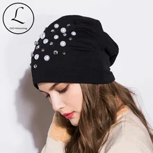 GZHILOVINGL Для женщин Шапки женский хлопок Повседневное сезон: весна–лето Фирменная Новинка вязаный Для женщин девочек Skullies шапочки Diamond Pearl