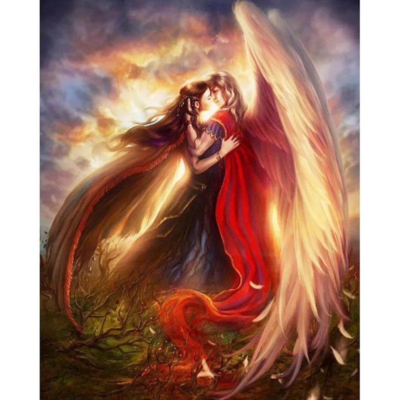 

New 5D DIY Diamond Painting Crystal Diamond Mosaic Angel Lover Cross Stitch round/square Home Decor Diamond Embroidery v428