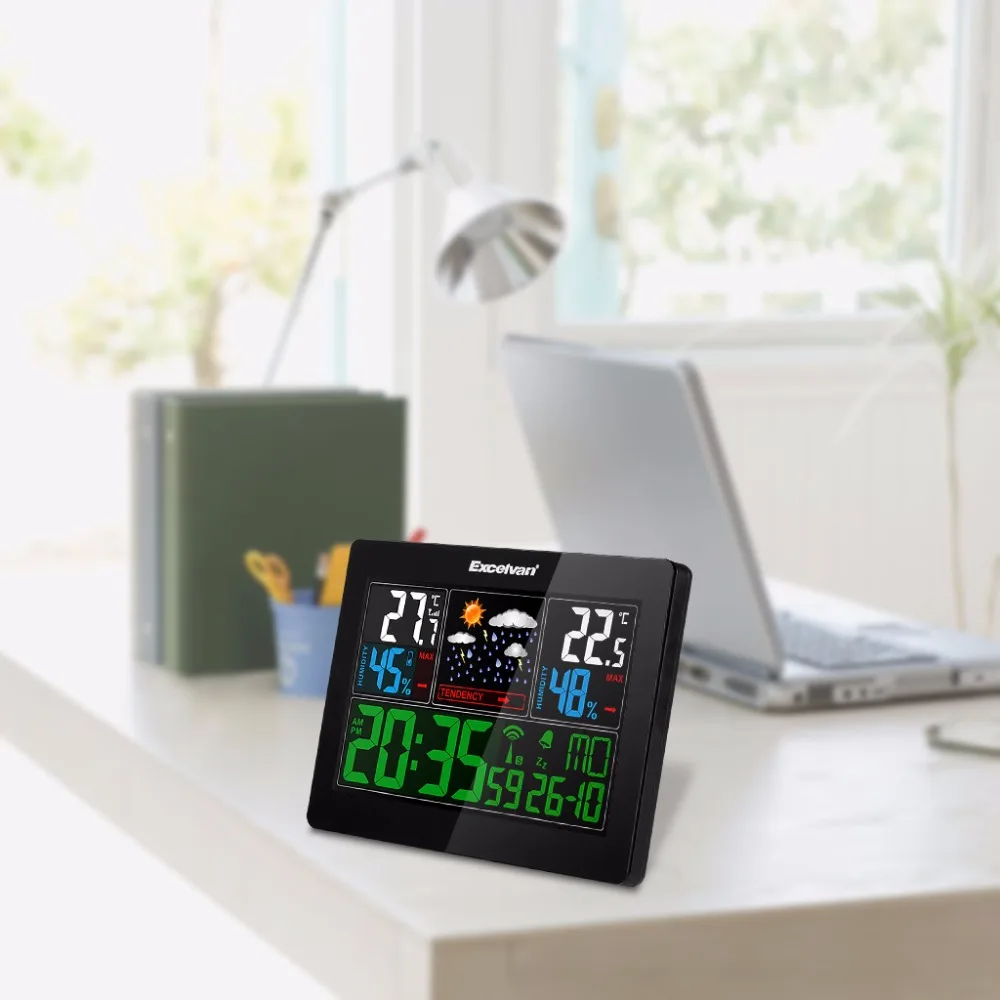 Excelvan Digital Humidity Radio Controlled Desk Clock Weather Station