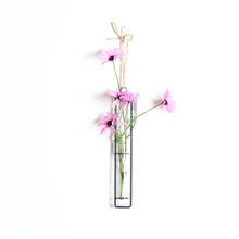 Деревенский кованого железа Прозрачное Стекло пробирки Висячие цветочные вазы горшок-Террариум DIY микро Ландшафтный Декор