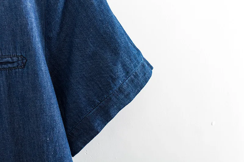2019 New Summer Dress Denim Vestidos Women Plus Size XXXL 4XL Casual O-neck Loose Short Sleeve Jeans Dress Blue KKFY3556