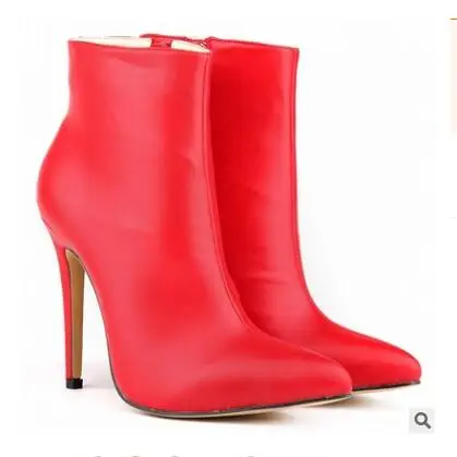 Loslandifen/Модные женские пикантные Демисезонные ботильоны с острым носком; женская офисная обувь ярких цветов из искусственной кожи; большие размеры 35-42 - Цвет: red loftex