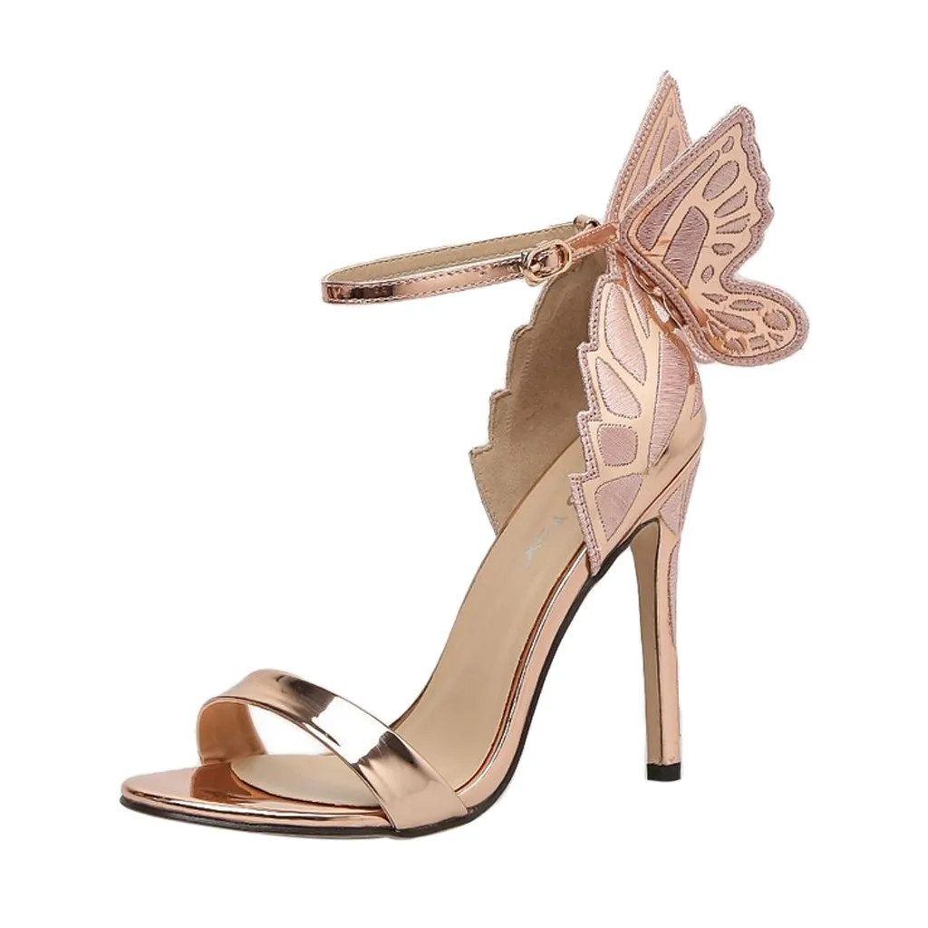 SAGACE/женские летние сандалии с бабочкой и вышивкой; повседневные пикантные однотонные туфли-лодочки высокого качества на высоком каблуке - Цвет: RG