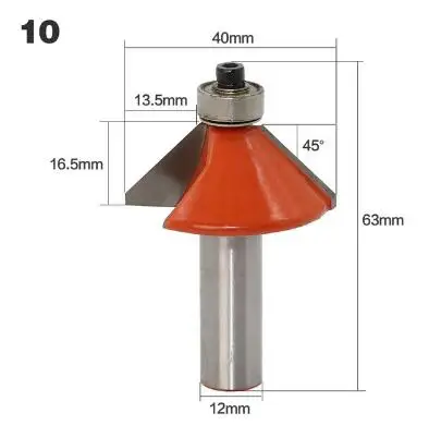 1 шт. 12 мм хвостовик угловая круглая бухта коробка маршрутизатор бит дерево триммер очистка заподлицо отделка фреза по дереву для соединения шип-паз резак инструменты фрезы - Длина режущей кромки: NO 10