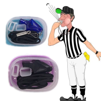 

New Football Big Sound Whistle Seedless Plastic Whistle Professional Soccer Basketball Referee Whistle with box rope