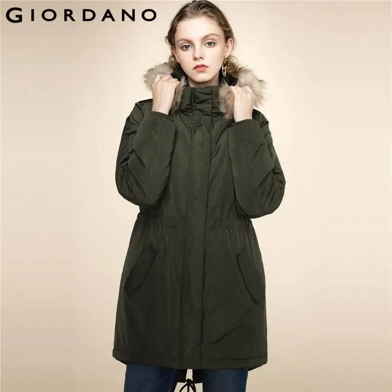 Giordano Women Quilted Jacket Detachable Hood Jacket Stand