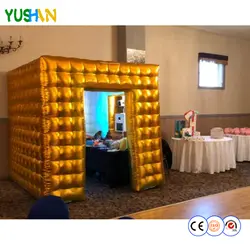 Портативный Блестящий Золотой надувные photo booth корпус светодиодный полоски photo booth палатка вечерние фонов для Свадебная вечеринка украшения