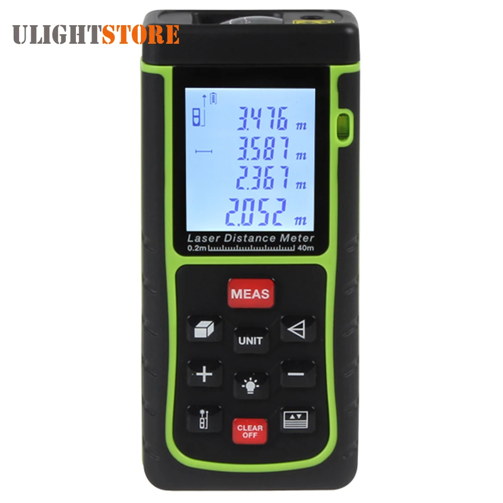 

0.05-40m/0.164-131ft Digital Handheld Laser Rangefinder Distance Area Measure Volume Meter Range Finder with Bubble Level