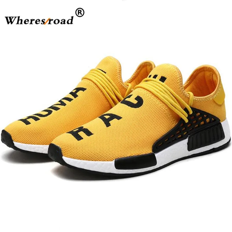 

2018 wheresroad Human Race Yellow Casual Shoes Men's Comfortable Fashion Sneakers Light Summer Spring Man Ultra Boosts size39-47