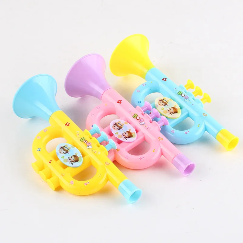 Shuliwen Kids Plastic Trumpet 12pcs Plastic Trumpet Noise Maker Kids Toys Cheerleader Football Match Cheering Props Birthday Party Favor Gift Golden