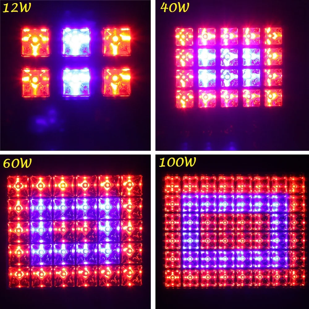 12 Вт/40 Вт/60 Вт/100 Вт растет свет для растений цветок роста лампы красный + синий для внутреннего парниковых гидропоники свет роста растений