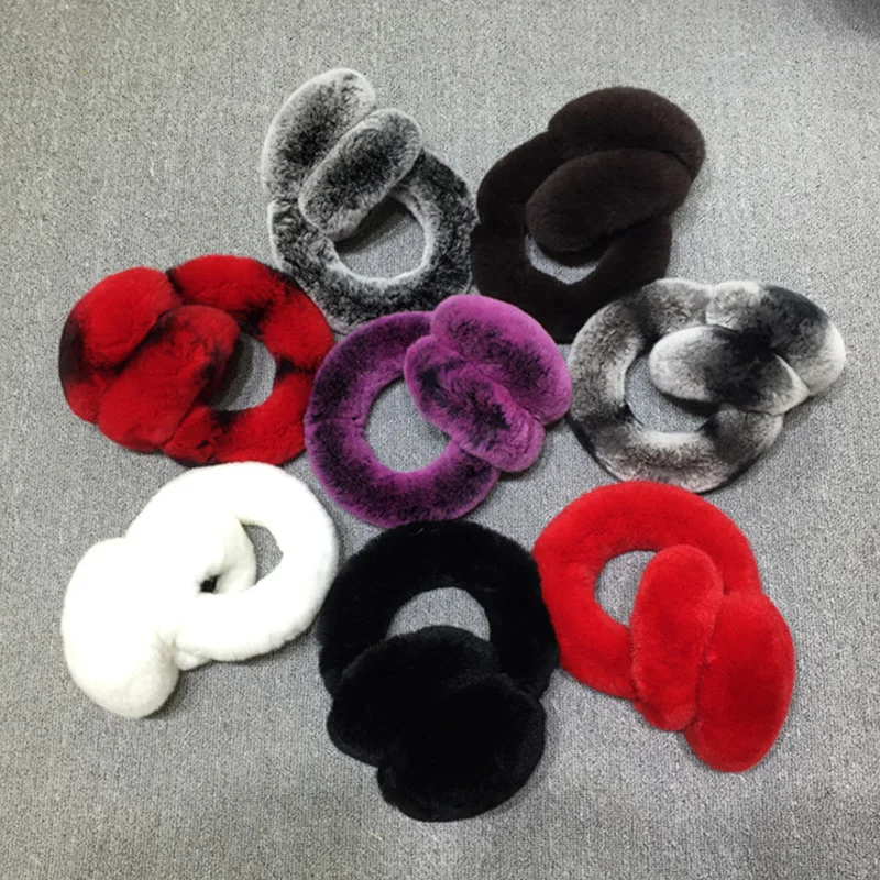 

ZDFURS *2018 New High Quality Unisex Real Rex Rabbit Fur Earmuffs Womens Real Fur Ear Warmer Winter Kids Warm Earmuffs