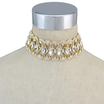 

New Fashion Gothic Elegant Crystal Wide Choker Full Stone Short Neck Chain Statement Necklace Women & Girls Jewelry