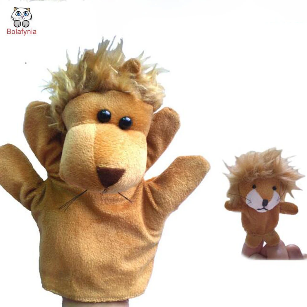 Lion leopard hand+finger puppet set Children baby plush Stuffed Toy