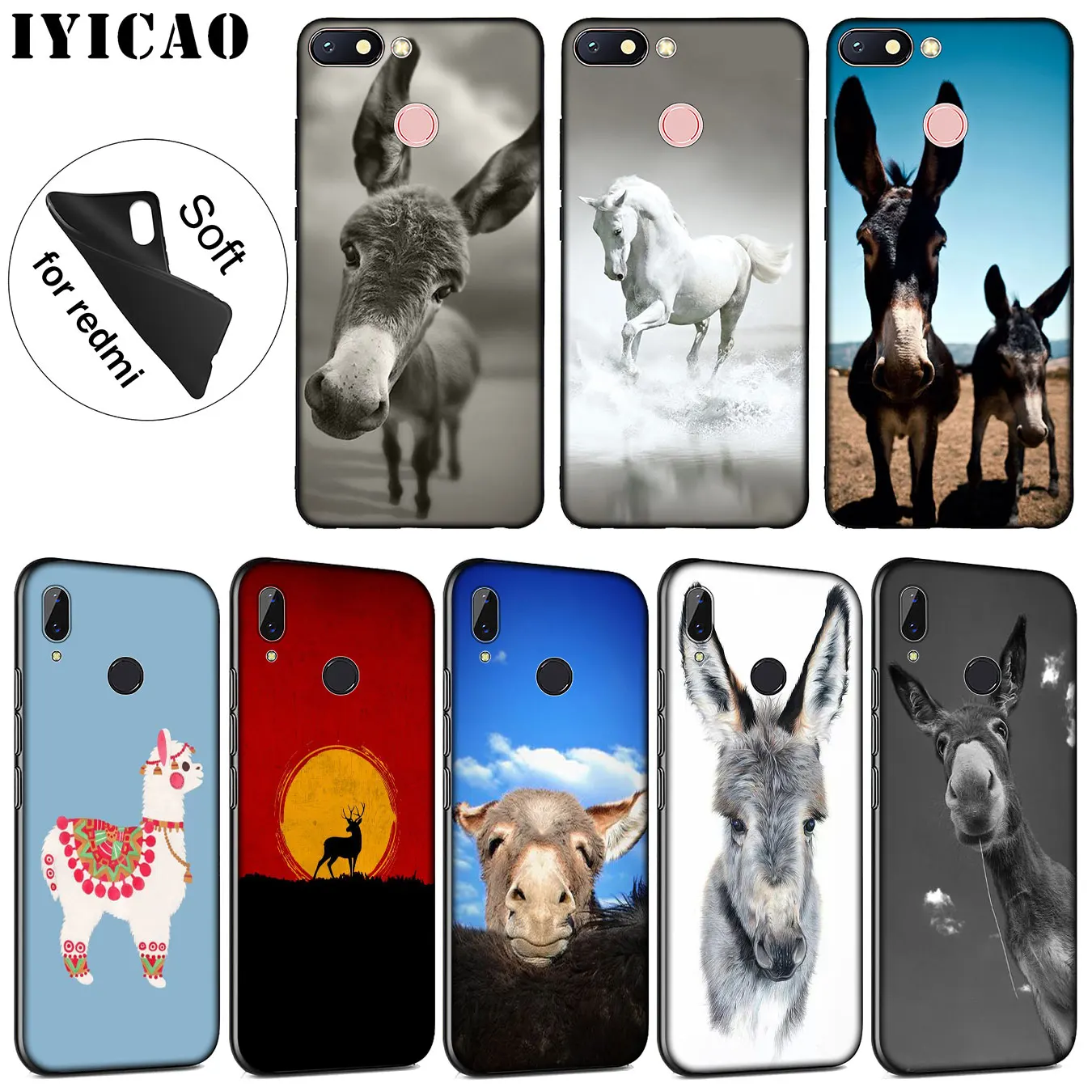 IYICAO Ослик Забавный Альпака Лошадь мягкий силиконовый чехол для телефона Xiaomi Redmi