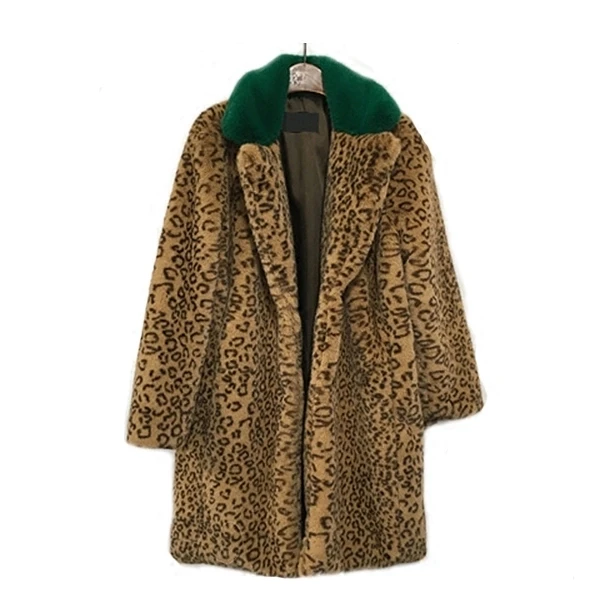 Оптовая продажа, леопардовое длинное пальто Womeb, качественное пальто из искусственного меха кролика рекс