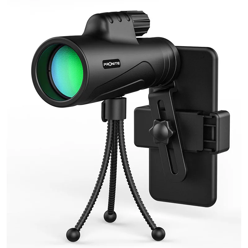 Monocular 12X42 Zoom Vision Telescope 10x42  Optics BAK4 Prism Spotting Scope with Tripod and Cellphone Holder Spyglass Catalejo