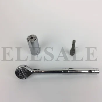 Dropshipping Multi-color Gator Grip Multi Function Ratchet Universal Socket 7-19mm Power Drill Adapter Car Hand Tools Repair Kit