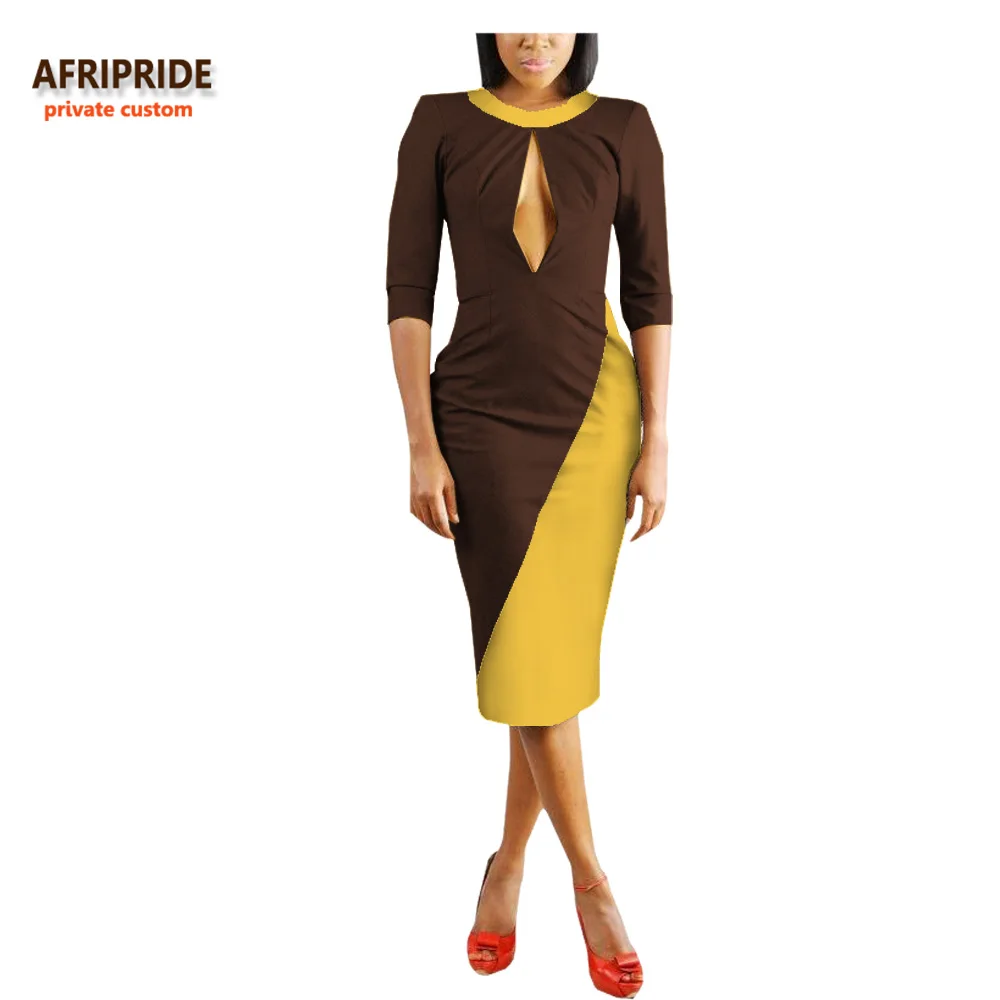 

2018 summer sexy women dress AFRIPRIDE private custom half sleeve o-neck hole on chest knee-length sexy dress for women A7225140