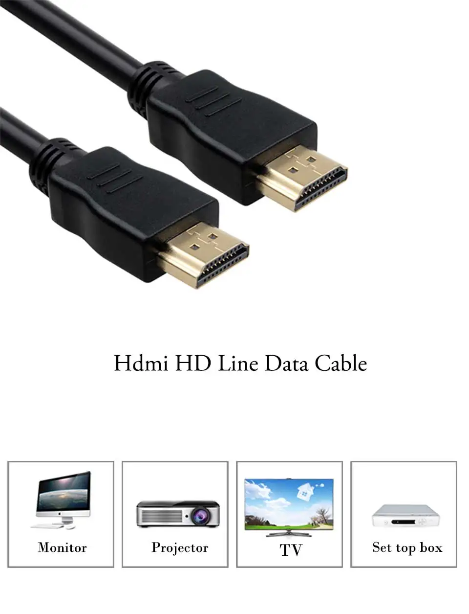 HDMI 1.4 Cables hdmi To Hdmi 1.5m 3m Lead High Speed With Ethernet 1080p For Monitor Projector TV Computer Black Line 2018 New (1)