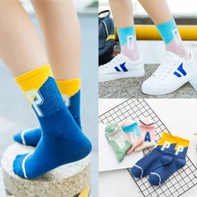 Молодежная Повседневная мода, новинка, 1 пара, мягкие спортивные,, консервативный стиль, яркие цвета, женские носки, носки-трубы средней высоты, с буквенным принтом