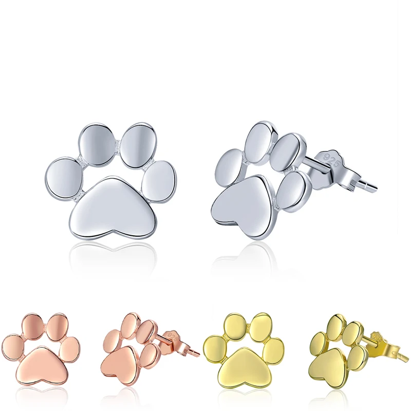3 color sterling silver 925 animal dog paw woman earrings silver Valentine's Day gift jewelry hypoallergenic 3 color sterling silver 925 animal dog paw woman earrings silver Valentine's Day gift jewelry hypoallergenic