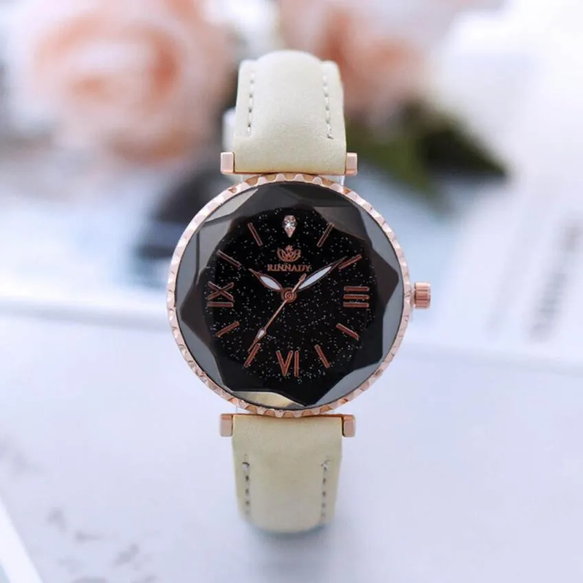 

2019 Luxury Brand Women Watches Personality Romantic Starry Sky Wrist Watch Leather Rhinestone Designer Ladies Clock reloj mujer