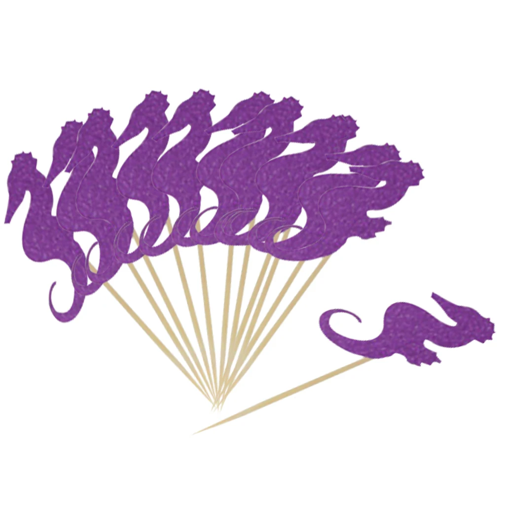 24Pcs Birthday Party Mermaid Sea Star Theme Cake Topper Insert The Sea Girl Birthday Cake Decorating Flags Kids Party Favor 