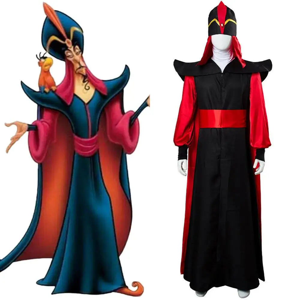 

(whole set)Customized Adult Men's Aladdin Jafar Villain Costume Outfit Aladdin Cosplay Costume for Halloween