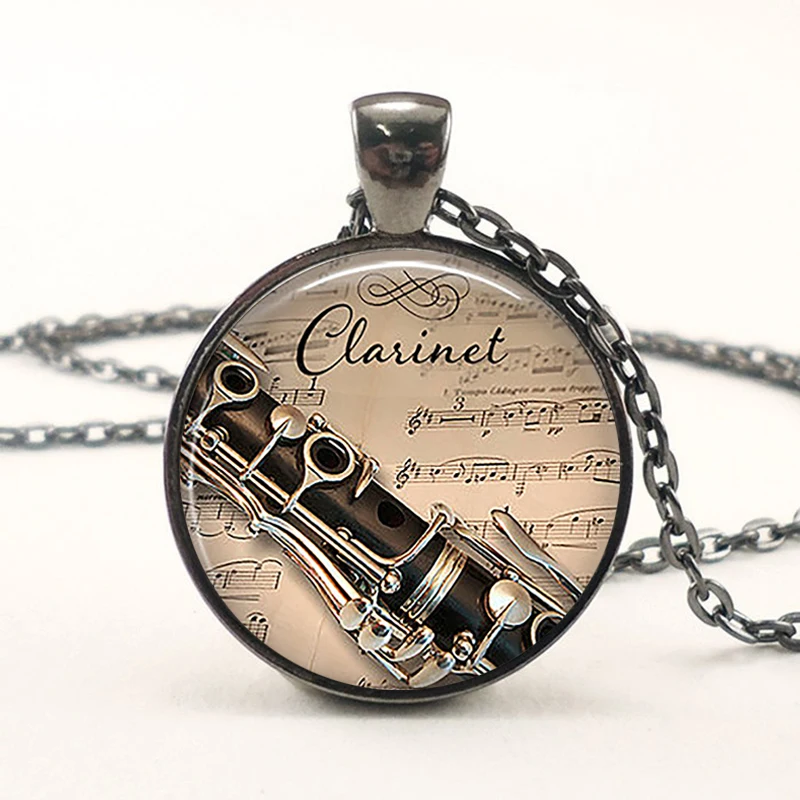 And Music Pendant Glass Cabochon Necklace Fashion Jewelry
