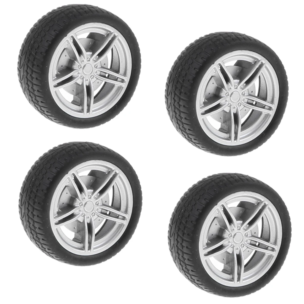 On Road Wheel Rims & Rubber Tires 40mm Hubs For RC Hobby Car, Pack of 4