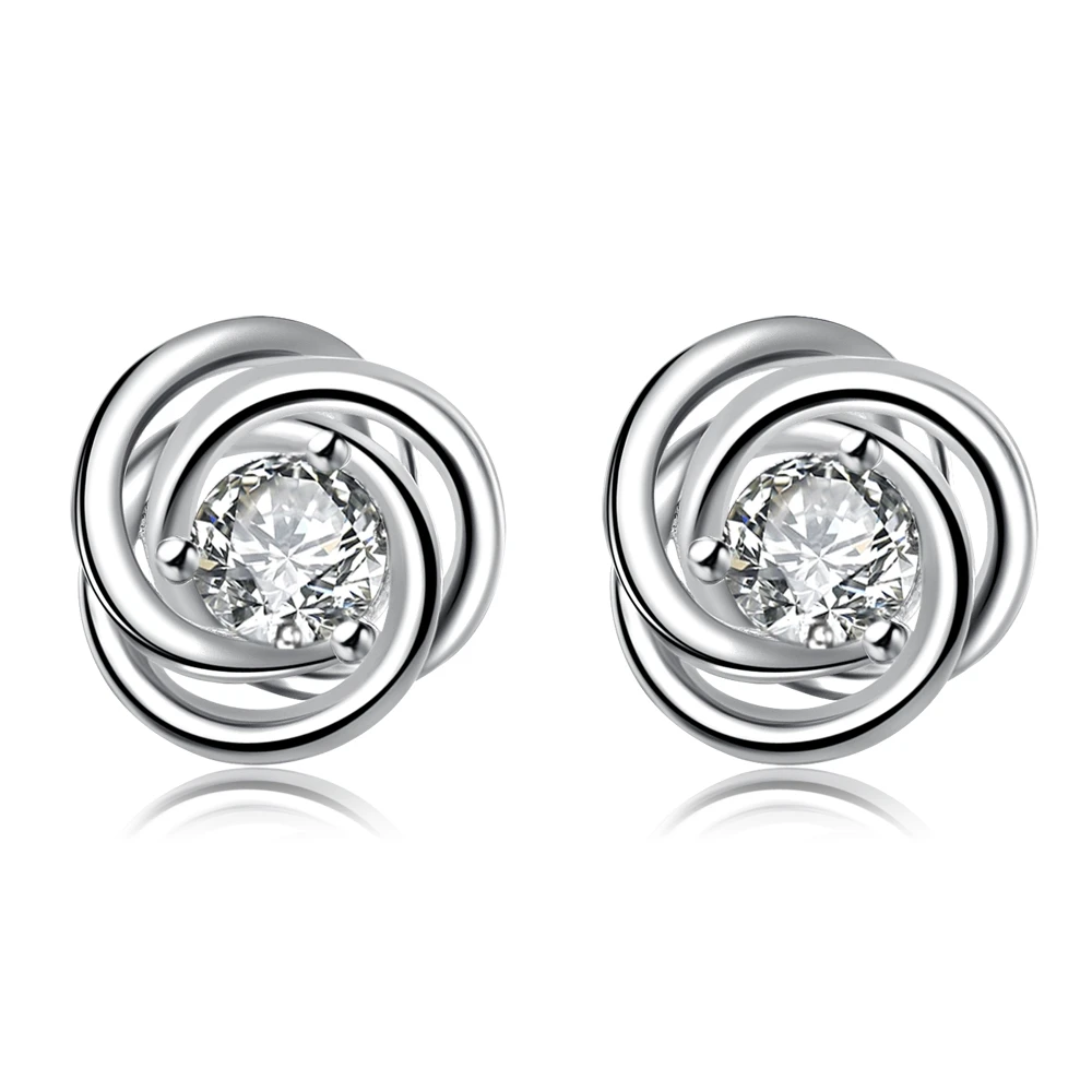 

925 Sterling Silver Stud Earrings Cubic Zirconia Jewelry For Women Luxury Gift Simple Personality Pattern Zircon Stud Earrings