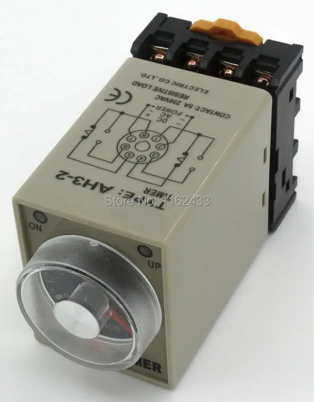 

AH3-2 AC 220V on-delay DPDT time relay with socket AH3 series 220VAC delay timer with base