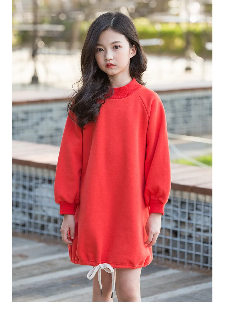 fleece dresses for baby big girls solid cotton winter dress baby girl clothes kids thick casual dress clothing children costums (13)