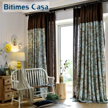 

Flower Tree Printing Window Curtain Drapes Big Size For Living Room Bedroom Pastoral Home Decoration
