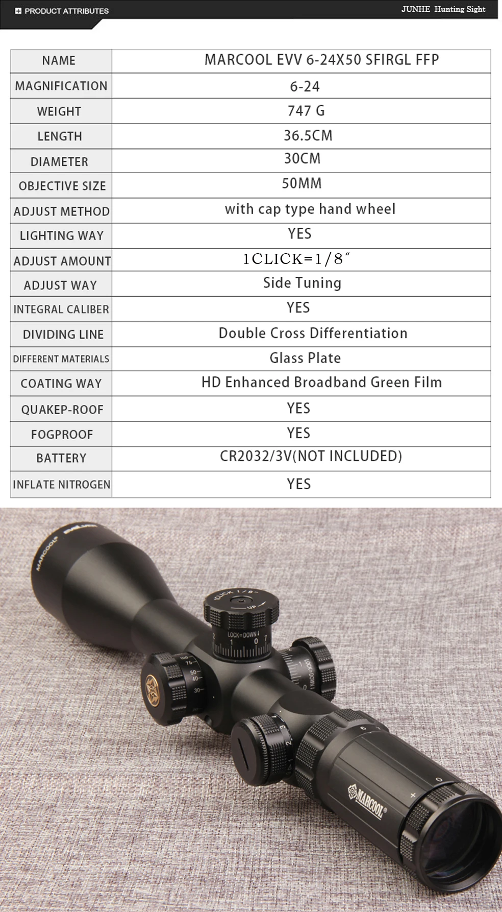 MARCOOL EVV 6-24X50 SFIRGL FFP 308 win Доступные тактические оптические снайперские оптические прицелы пистолеты Aria Compressa Jacht прицелы