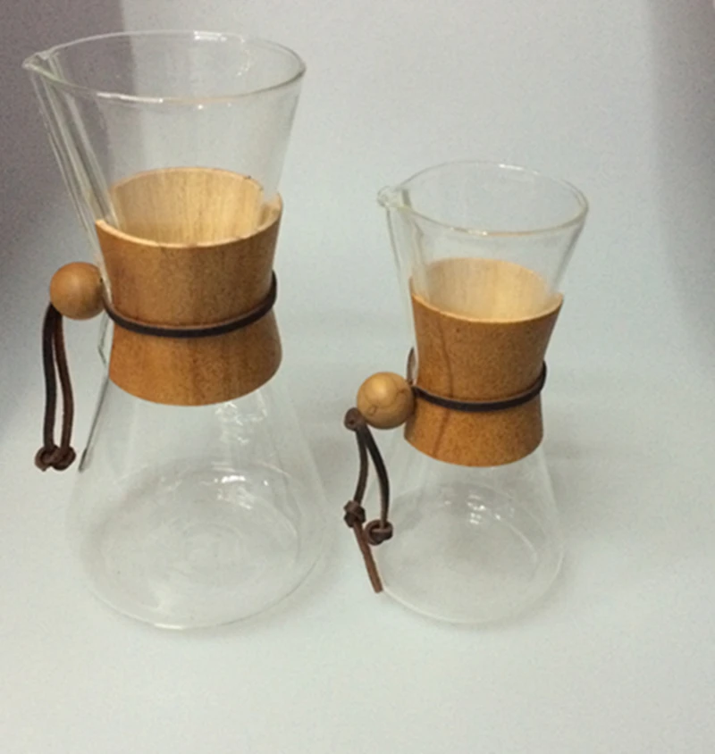 

High quality 400ml & 800ml Heat-resistant Glass coffee pot coffee brewer Wood handle coffee maker