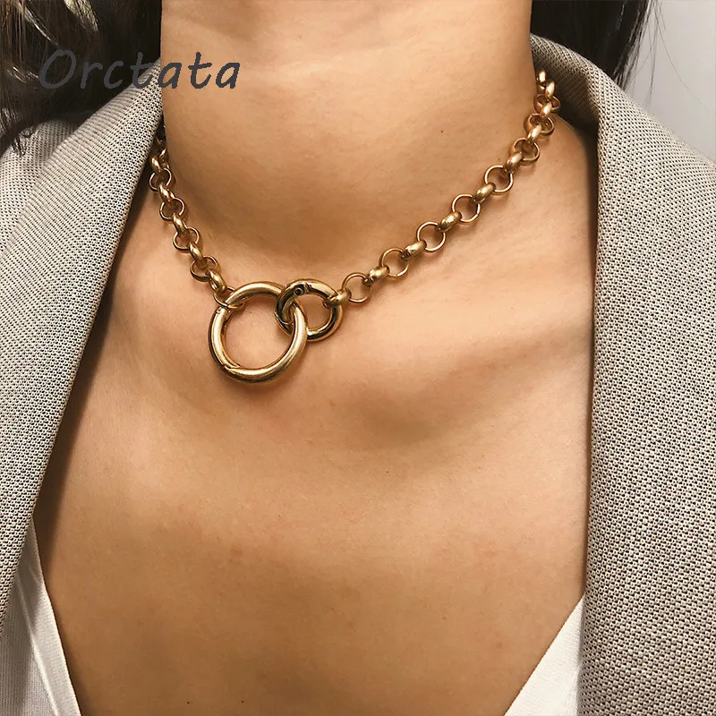 

Vintage Boho Round Necklace for Women Chic Female Girls Simple Gold Silver Chain Necklaces Pendants Chokers Fashion Jewelry