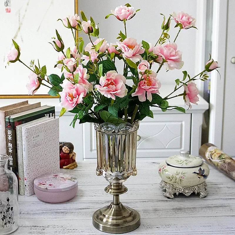 6 голов/Букет Свадебные искуственные цветы для декора яркие настоящие розы искусственные шелковые цветы невесты домашний декор для фотосъемки