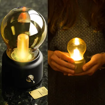 

LED Night Light Bulb USB Rechargeable Vintage Bedroom Bedside Desk Lamp Home Decoration Lights QJS Shop