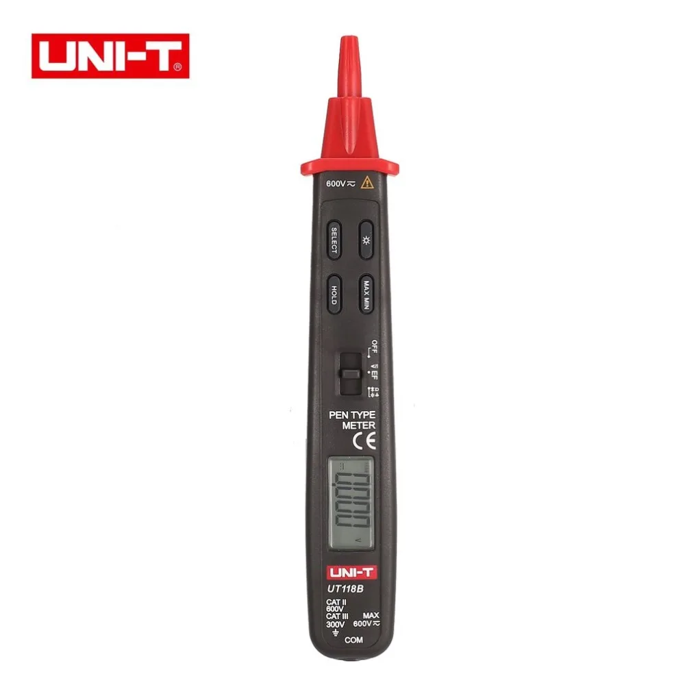 

UNI-T UT118B Mini Portable Digital Pen Type Multimeter Auto Range 3000 Counts AC/DC Volt Ohm Capacitance Diode Tester