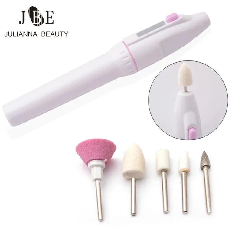 

5in1 Drill Bit Set Electrical Nail Buffer Manicure Care Kit & Pedicure Pen Tools Portable Nail Drill Pen Salon Shaper Buffers