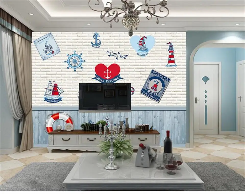 Benutzerdefinierte Grosse 3d Fototapete Kinderzimmer Wandbild Maritime Symbol Mediterran Malerei Tv Hintergrund Vliestapete Fur Wand 3d Wallpaper For Walls 3d Photo Wallpaperwallpaper For Walls Aliexpress