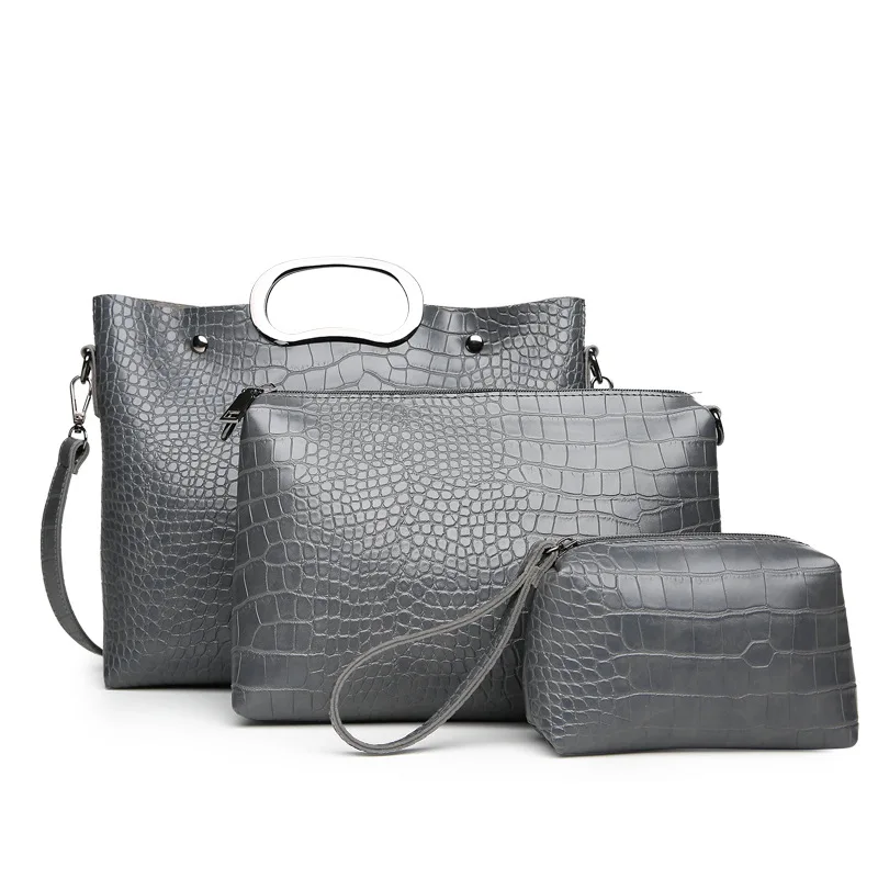 

3pcs/set Leather Women Handbags Set Tote Bolsa Feminina Fashion Designer Alligator PU Leather Crossbody Bags Messenger Bags