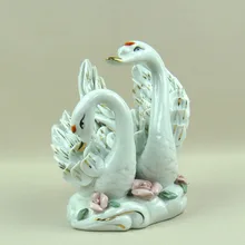 Изящная фарфоровая статуэтка пары лебедя Ручная работа керамическая статуя его и ее подарок ремесло орнамент для свадьбы и Дня Святого Валентина