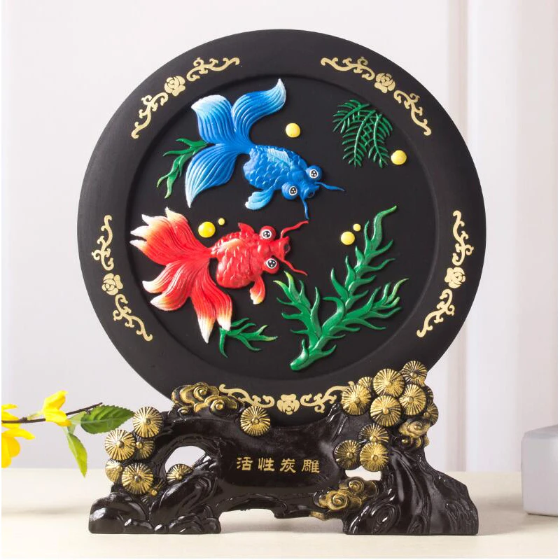 Luxury Home Activated Carbon Carving Fish Flower Decoration Craft