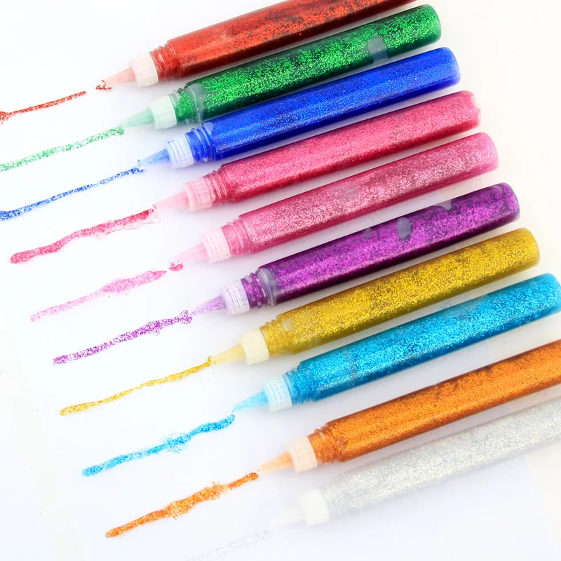 

10PC/Pack Glitter Glue Painting Material Decorations Supplie DIY Greeting Card Material Children Hand Craft Painting Flash Paint