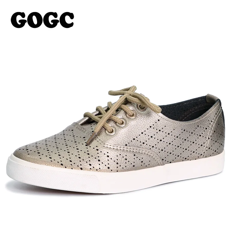 En Ligne GOGC 2019 Respirant En Cuir Femmes Chaussures D été Femmes Chaussures de Causalité avec Trou Confortable Sneakers Femmes Marque Plat Chaussures Femme