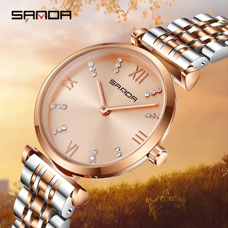 SANDA 235 супер тонкий розовый goud Roestvrij Staal Horloges Vrouwen топовый бренд люкс кэжуал Klok Dames