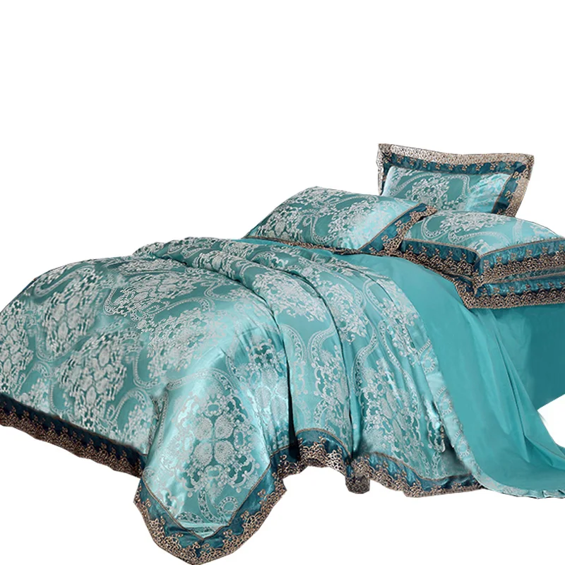 Высокое качество жаккард постельные принадлежности королева очень большой кружева вниз одеяло покрывало шелк и хлопок постельное белье